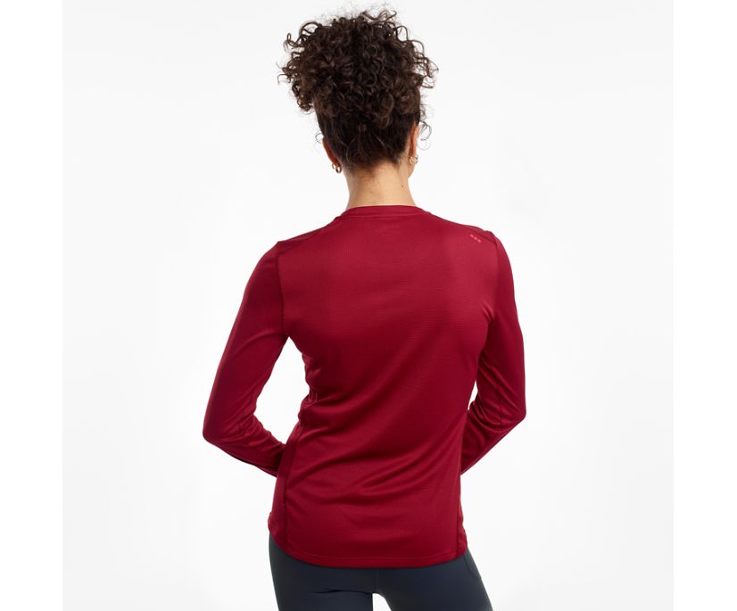 Women's Saucony Stopwatch Long Sleeve Shirts Burgundy | Singapore 297AHKP